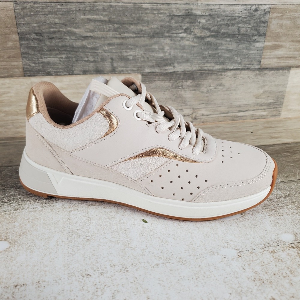 VIONIC Nova Womens Shoes Sz 6 M Running Cream Suede Leather Lace Up Sneakers